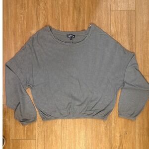 Freshman 1996 Womens XL Grey Ribbed Knit Banded Hem Top